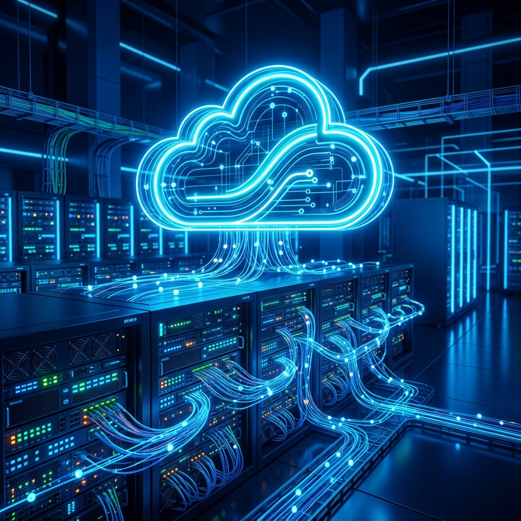 Cloud server racks background