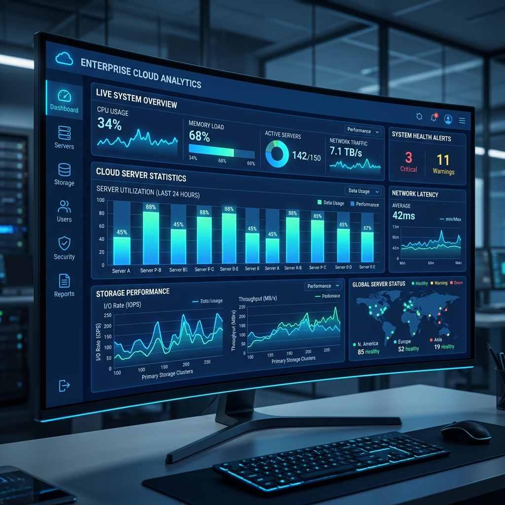 Enterprise Dark Theme analytics dashboard